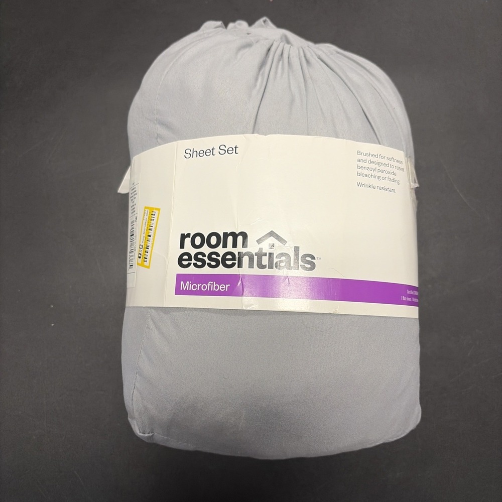 Microfiber Solid Sheet Set Room Essentials 4 Piece King Size Solid Gray